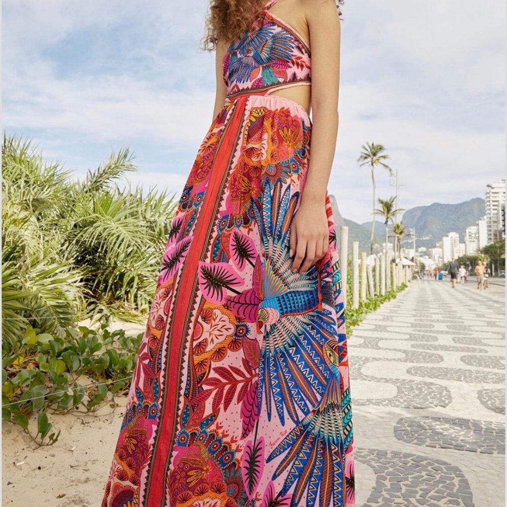 FARM RIO Macaw Scarf Maxi Dress